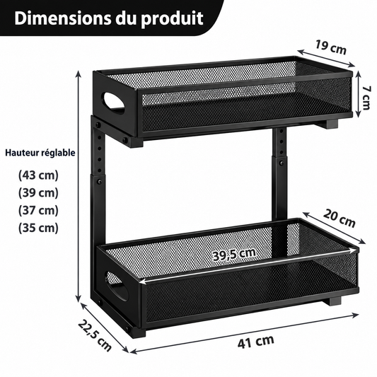 Tiroir Coulissant Double Couche - Panier Extractible pour Placard Cuisine Épices
