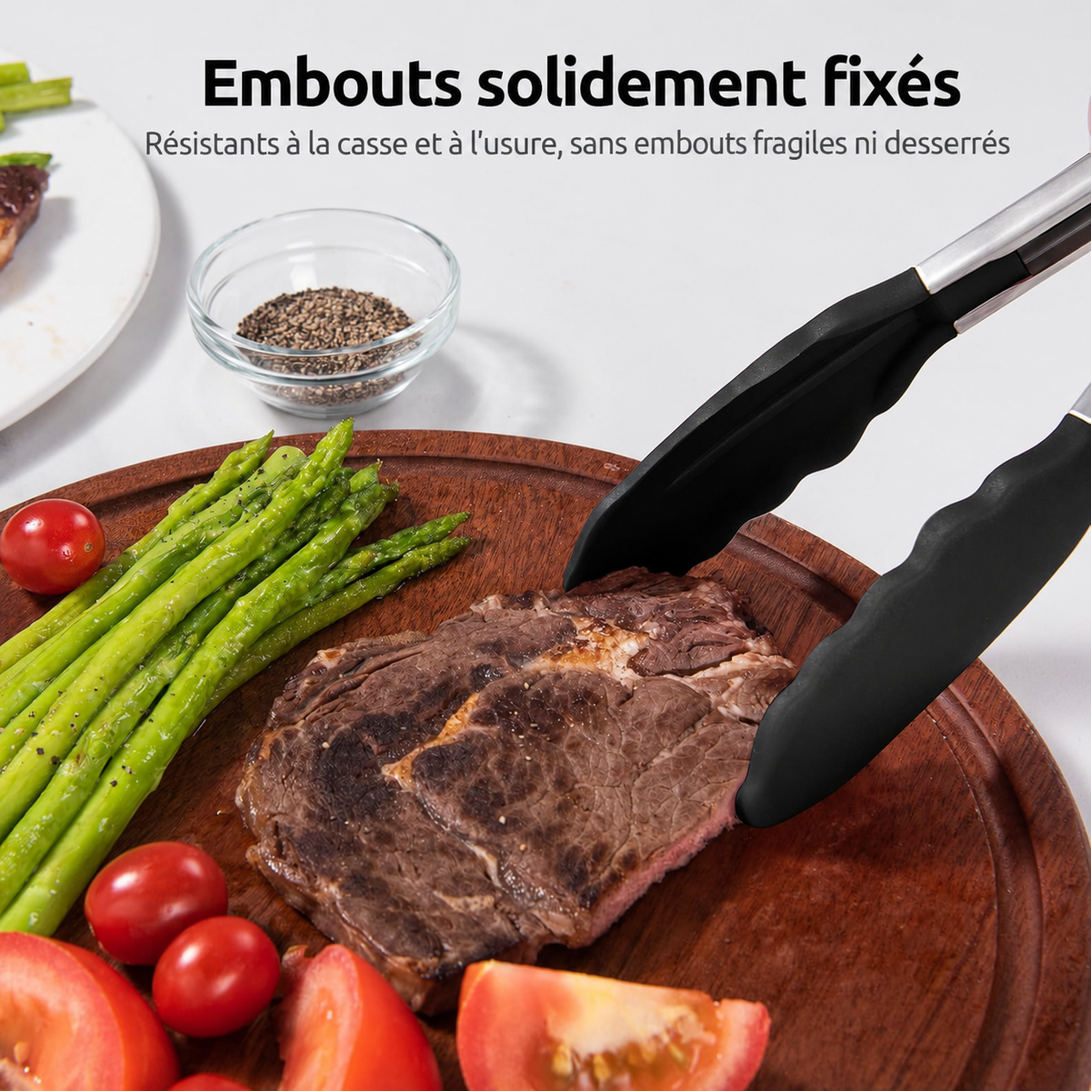 Set 3 Pinces de Cuisine Inox - Embouts Silicone Anti-Rayures