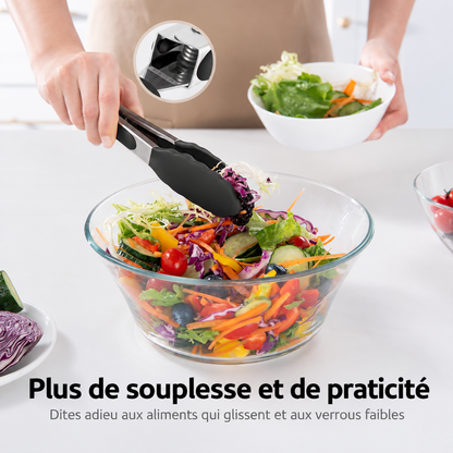 Set 3 Pinces de Cuisine Inox - Embouts Silicone Anti-Rayures