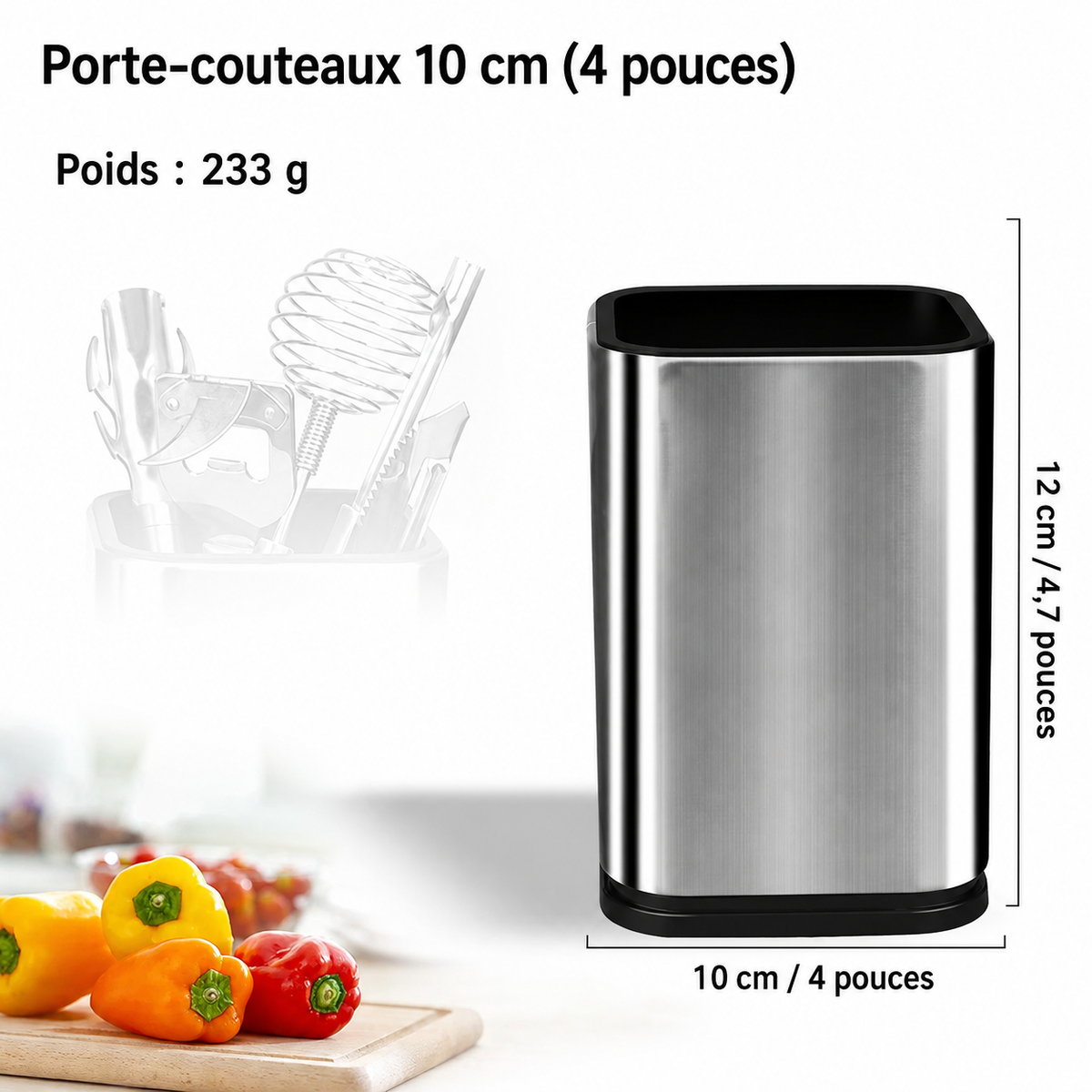 Porte-hachoir à couteaux drainable