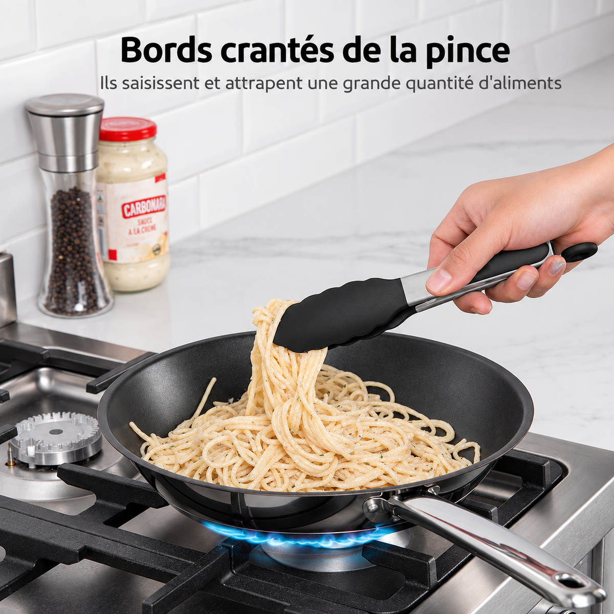 Set 3 Pinces de Cuisine Inox - Embouts Silicone Anti-Rayures